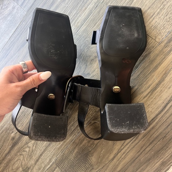 Zara Black Leather Block Heel - Picture 9 of 10